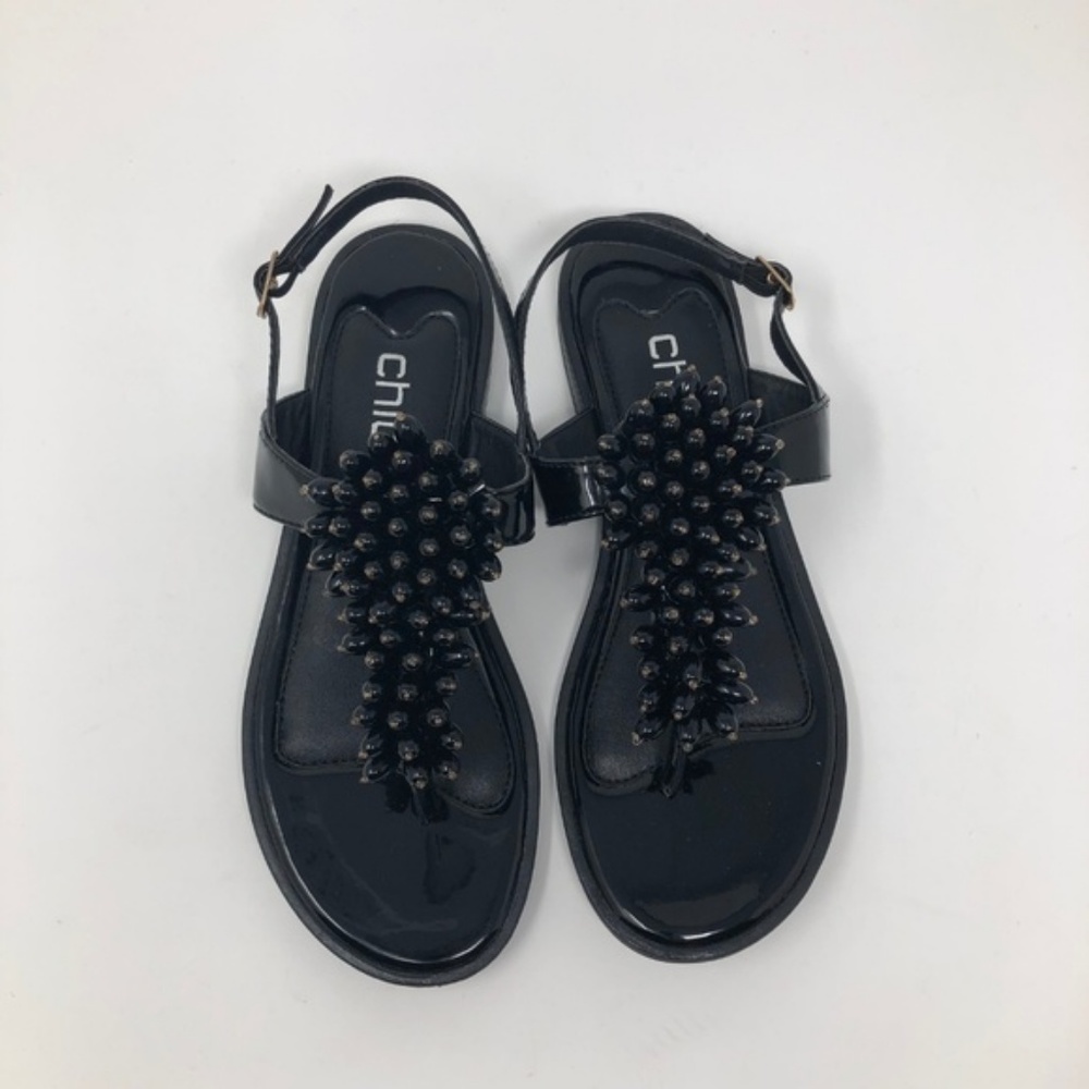 NEW Chico's Black T-Strap Embellished Sandals 6M - Picture 6 of 7